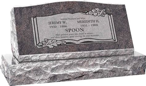 36" x 10" x 16" Serp Top Slant Headstone polished front and back with ...