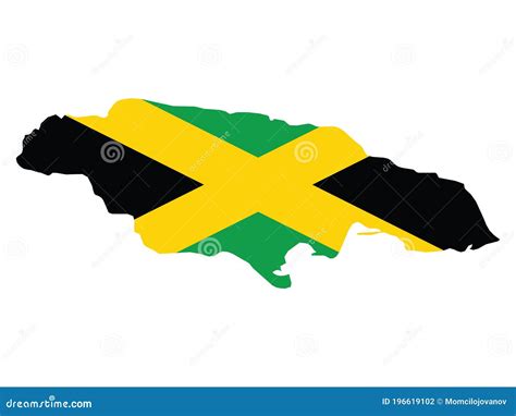 Flag Map of Jamaica stock vector. Illustration of equatorial - 196619102