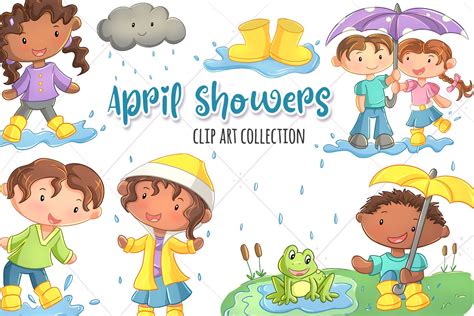 April Showers Clip Art Collection (248473) | Illustrations | Design Bundles