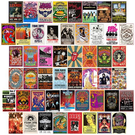 Buy Album Covers Vintage Rock Wall Collage Kit Aesthetic Pictures 50 ...