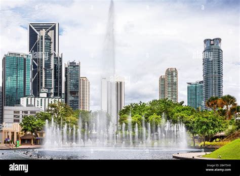 Public park at Suria KLCC with water features and play areas, Kuala ...