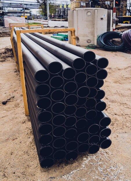 Premium Photo | Big construction site with pipes and wires in the ...