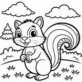 Cute cartoon squirrel holding A Nut In Forest Setting Perfect For  sketch template
