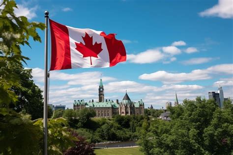 Premium Photo | Canada flag waving in ottawa