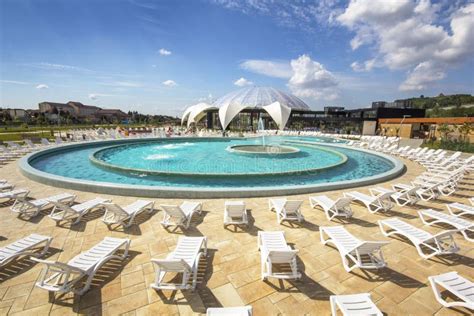 Sunbathing at Nymphaea Aquapark in Oradea, Romania Editorial Image - Image of colorful, pool ...