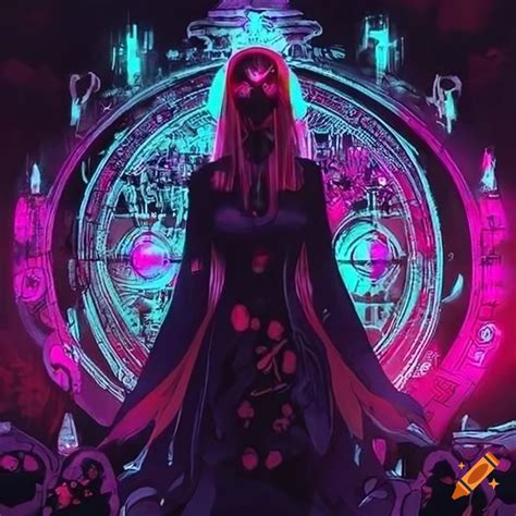 Cyberpunk artwork with occult symbols