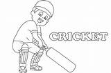 Cricket Coloring Colouring Pages Player Drawing Bat Printable Outline  sketch template