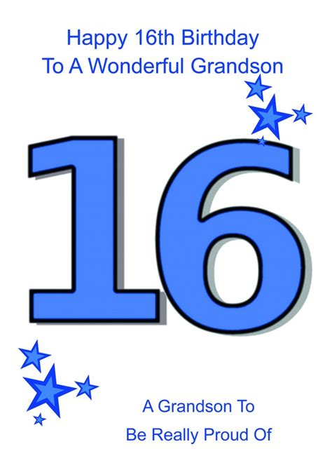 Happy 16th Birthday Grandson Images - Printable Template Calendar