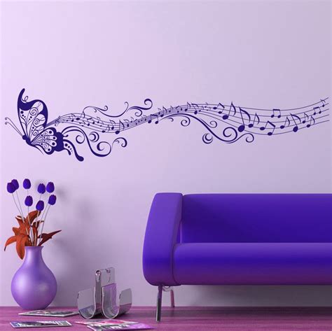 Large Singing Purple Butterfly Wall Stickers Home Decor Art Removable Wall Decals For Living ...