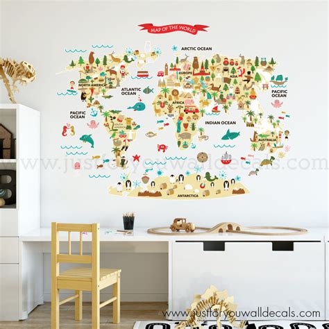 Map of World Wall Decal Kids Map Wall Decal Map Wall Decal - Etsy