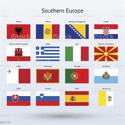 Vector Illustration Of 16 Southern European Flags Stock Illustration - Download Image Now ...