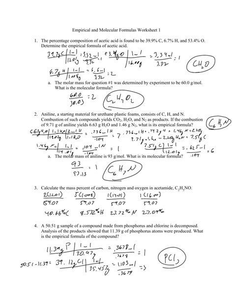 Empirical And Molecular Formula Worksheet Answer Key — db-excel.com