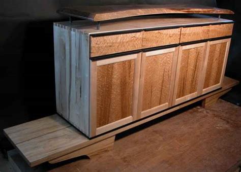 Custom Wood Audio Cabinet With Walnut Slab Top: By Dumond's