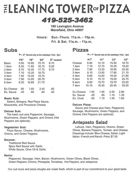 Pizza Shop - Mansfield, OH - Leaning Tower of Pizza