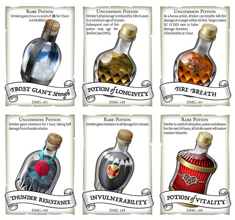 Potion Cards for 5e — Dungeon Master's Guide potions — CryptoCartographer