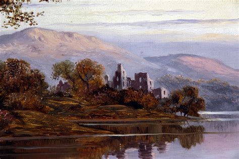 "Glengarry Castle, Loch Oich". Thomas Dunwell. Landscape Oil Painting.