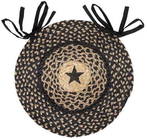 Braided Black Star Jute Chair Pad