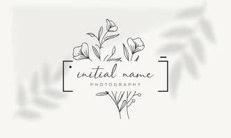 Botanical Floral element Hand Drawn Logo with Wild Flower and Leaves ...