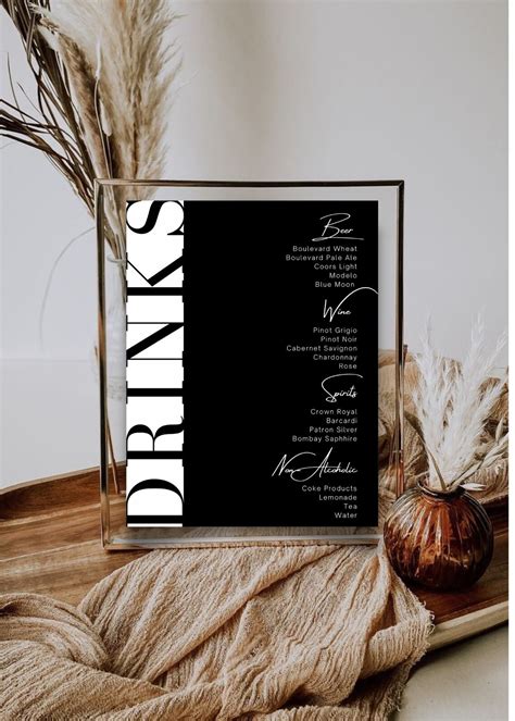 Wedding Bar Menu Template Modern Wedding Bar Sign Wedding - Etsy