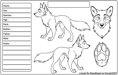 BaseBeast Wolf Reference Sheet Lineart by Wolfinstar on DeviantArt