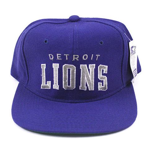 Vintage Snapback Snap Back Hat Detroit Lions Starter Arch Block Curve ...