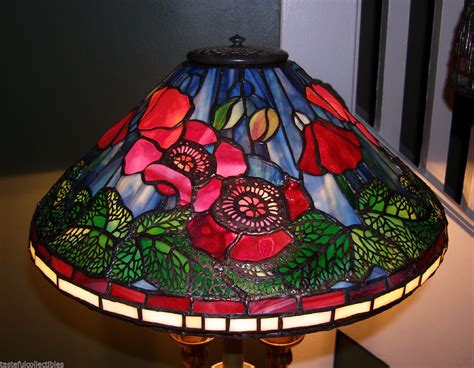 Tiffany Reproduction Stained Glass Lamp Shade 16" Poppy by David Berry | eBay in 2021 | Stained ...