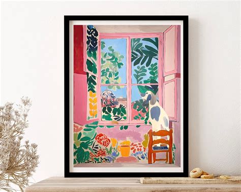 Henri Matisse Open Window With A White Dog Painting Wall Art Print ...