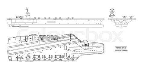 Outline image of aircraft carrier. ... | Stock vector | Colourbox