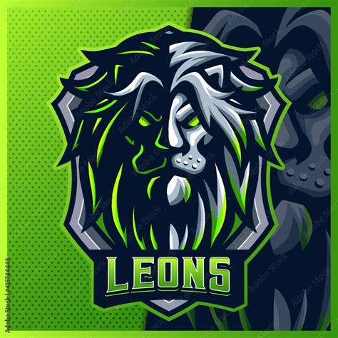 Lion mascot esport logo design illustrations vector template, Green Lion logo for team game ...