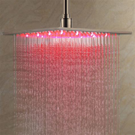 Luxury 12 Inch Modern LED SS Square Ceiling Mount Rain Shower Head in ...