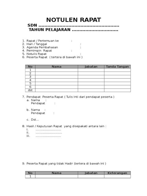 Format Notulen Rapat | PDF