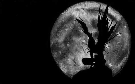 black, monochrome, photography, Moon, circle, Death Note, Ryuk, head ...