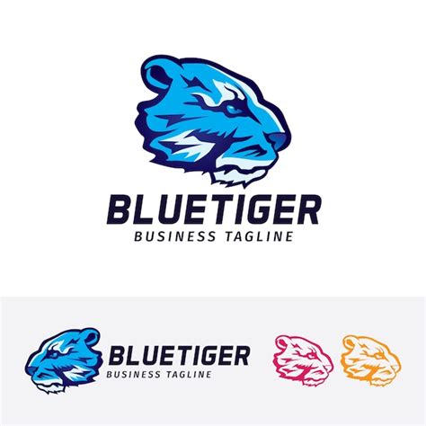 Blue tiger, logo template | Premium Vector