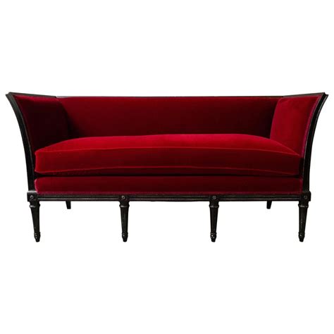 Louis XVI Style Red Velvet Settee at 1stDibs