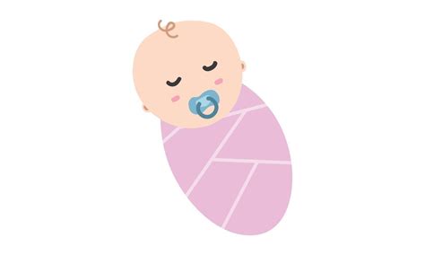 Sleeping baby swaddle clipart. Simple cute sleep baby swaddled in pink blanket flat vector ...