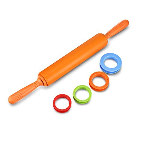 Non-Stick Silicone Rolling Pin Dough Roller With Adjustable Thickness Rings - Walmart.com ...