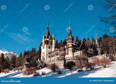 View To the Peles Castle during the Winter Season. Sunny Day and Clear ...