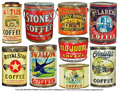 Coffee House Art Coffee Can Images Vintage Java Tin Old - Etsy