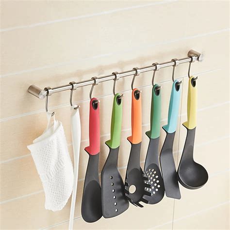 Wall Mounted Kitchen Racks Kitchen Utensil Rack Stainless Steel Pantry Cookware Kitchenware ...