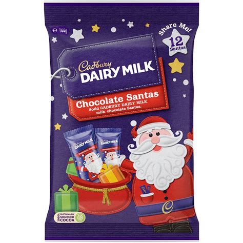 Cadbury Dairy Milk Chocolate Christmas Santa 12 Piece Pack 144g | Woolworths