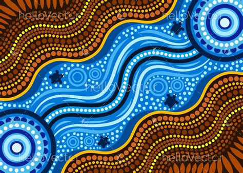 Aboriginal dot art vector background depicting river - Download ...