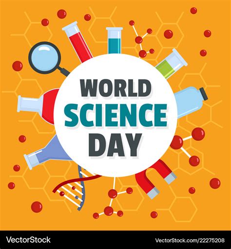 World science day concept background flat style Vector Image