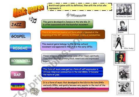 Music genres - ESL worksheet by Minie