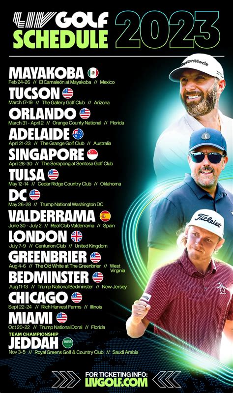 LIV Golf league's 2023 schedule to feature 14 events in seven countries ...