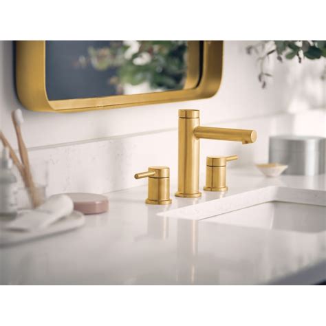 Moen Align Brushed Gold Widespread 2-Handle WaterSense Bathroom Sink Faucet with Drain in the ...