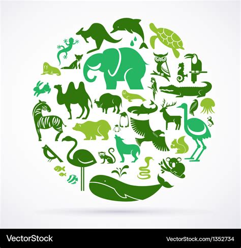 Animal green world - huge collection of icons Vector Image