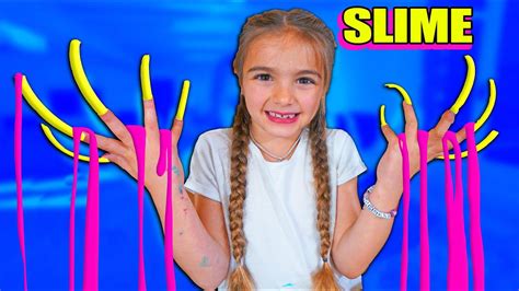 SLIME CON UÑAS MUY LARGAS GISELE Y CLAUDIA LAS RATITAS - YouTube