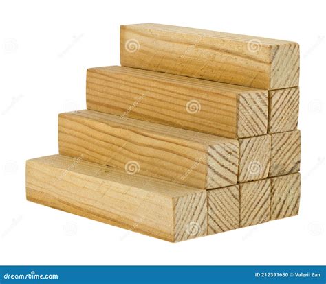 Wooden Steps Isolated on White Background. Wooden Bars Stock Photo ...