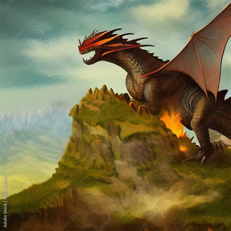 Fantasy evil dragon portrait. Surreal artwork of danger dragon from ...