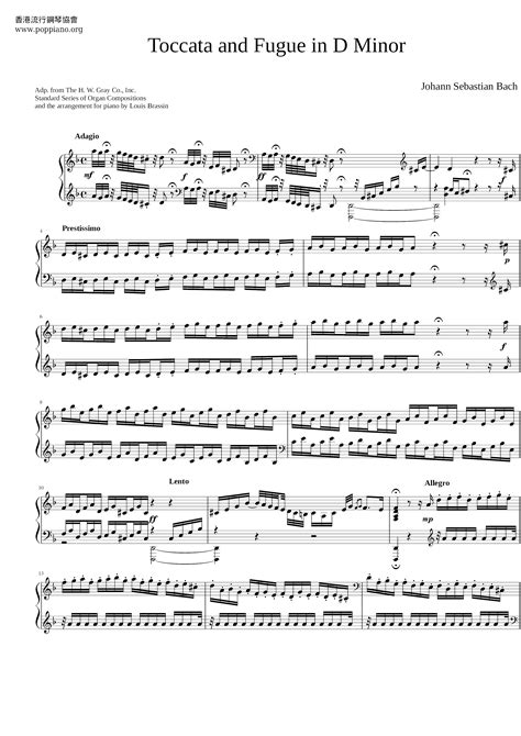 Bach-Toccata and Fugue in D minor, BWV 565 Sheet Music pdf, - Free ...